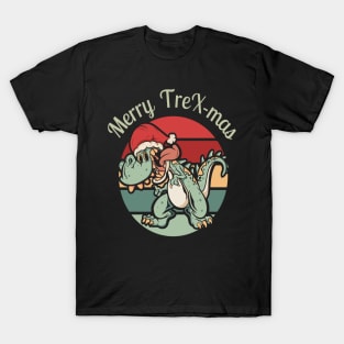 Merry T-Rex-Mas - Dinosaur Funny Holiday with Plaid Tyrannosaurus Rex T-Shirt